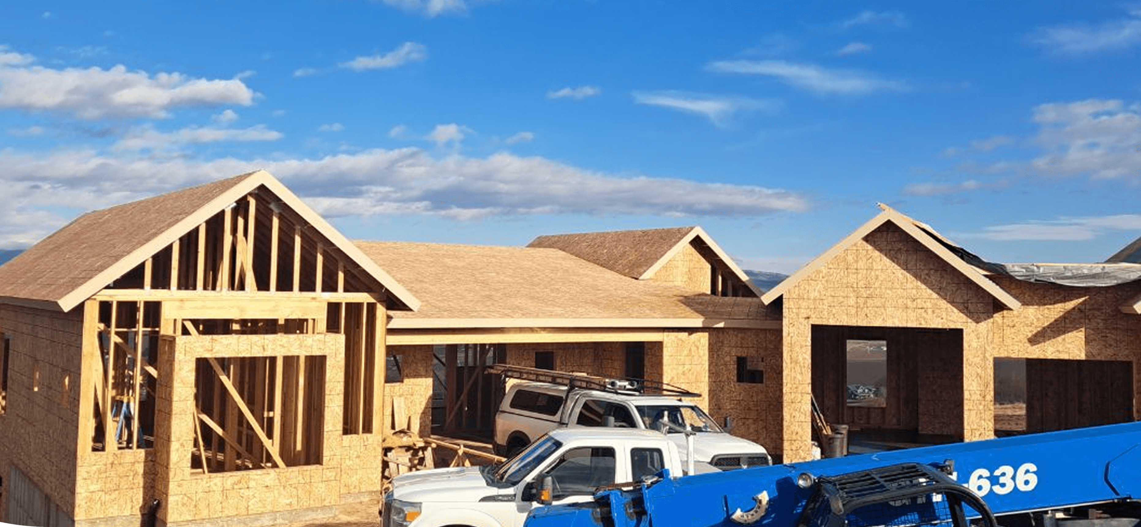 Workers building a home